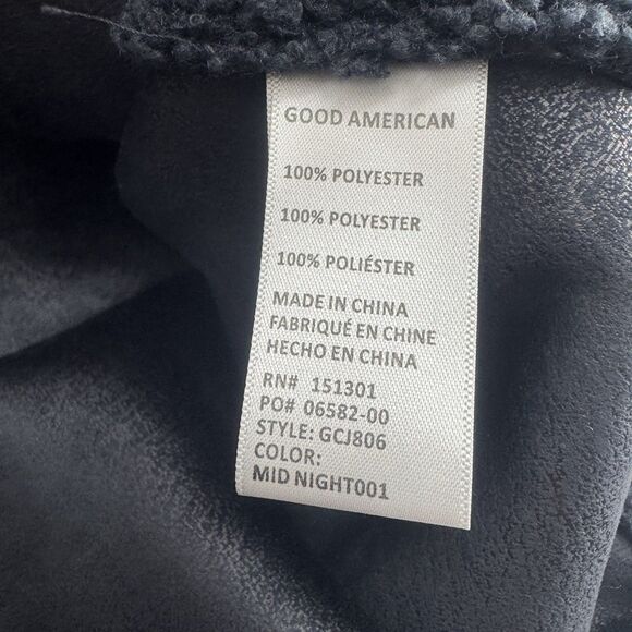 Good American 90's Contour Faux Shearling Jacket Oversized Midnight Blue 4xl 7/8 - Picture 7 of 12